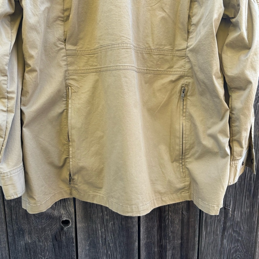 J. Peterman English Barn Coat Light Beige w/multiple pockets zip & button front - Picture 12 of 14